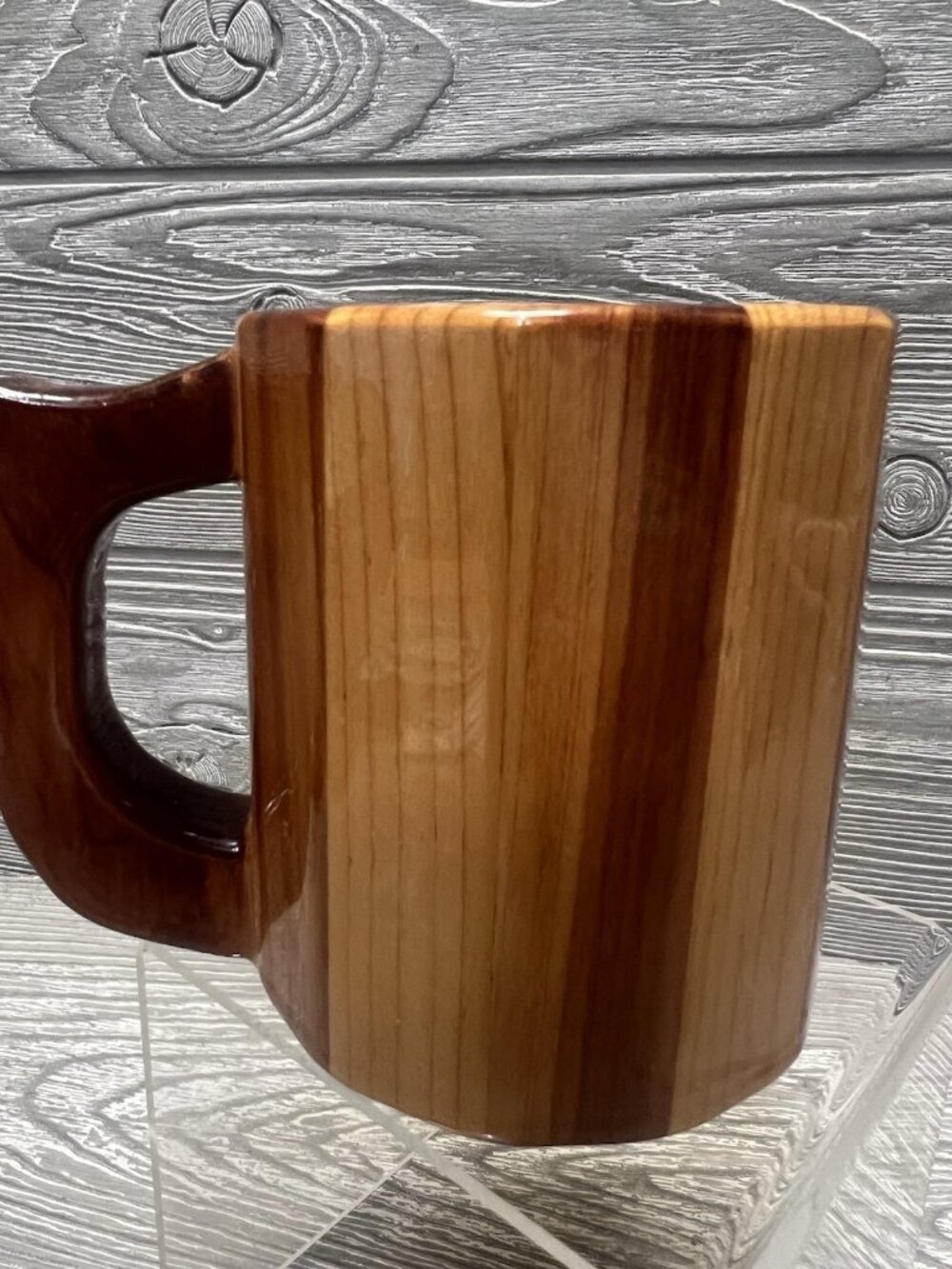 Wooden Coffee Mug Tea Cup Handmade Inlaid Wood Hand Crafted 4”